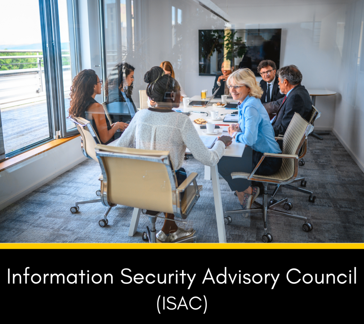Photo of board meeting with the words Information Security Awareness Council
