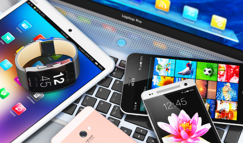 Image of laptop, cell hones, tablet, smart watch