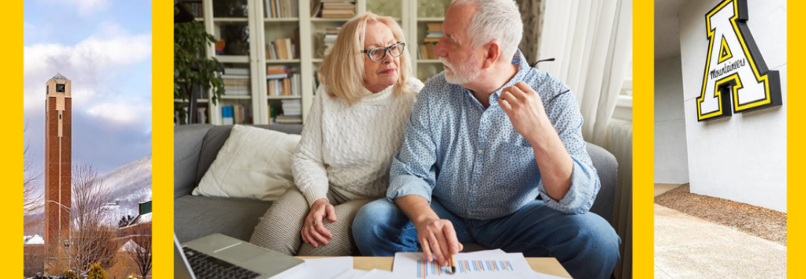 3 images in one.  Center is a retired couple, and on the left is the App State steam plant, on the right is the Block A in Hickory