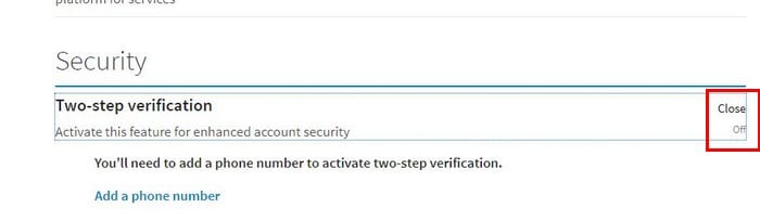 LinkedIn two factor setup